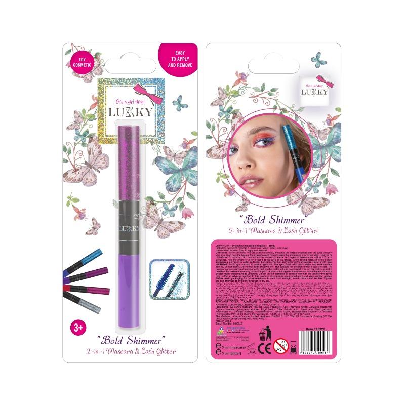 Lukky 2 In 1 Mascara And Lash Glitter Bold Shimmer Purple Color 10 Ml
