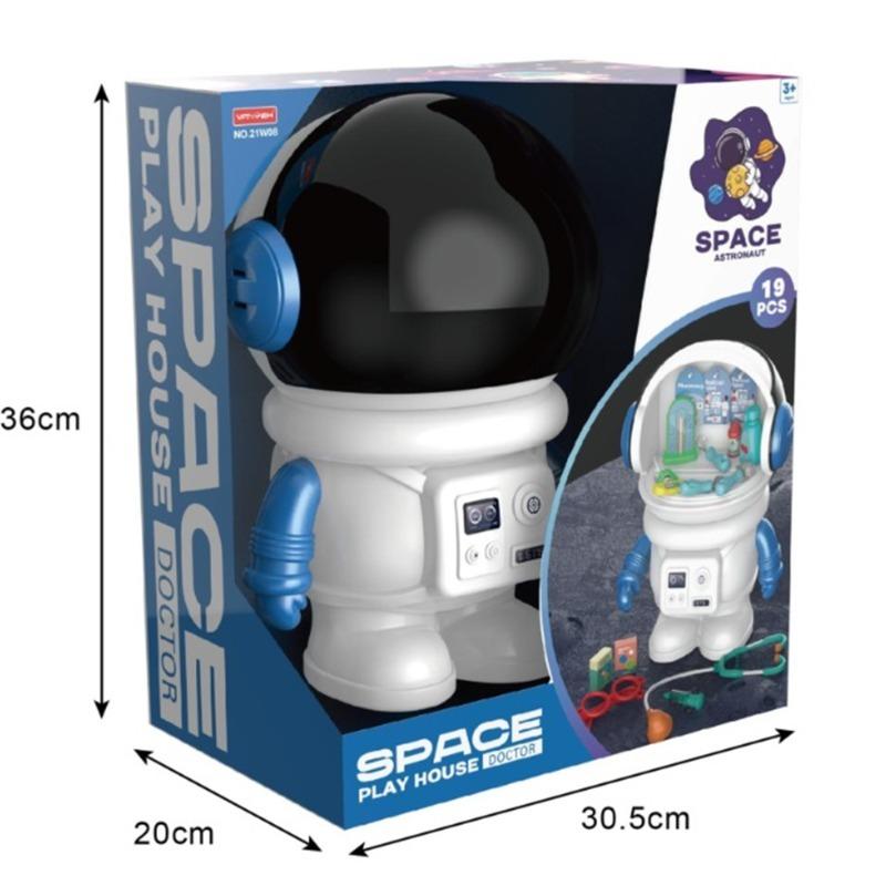 حزمة مجموعة أدوات الطبيب بتصميم الفضاء + مجموعة رعاية الحيوانات الأليفة بتصميم رائد فضاء