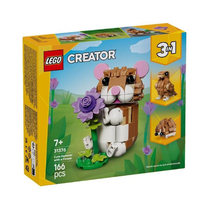 Lego Building Kit Cute Hamster With A Flower 31376