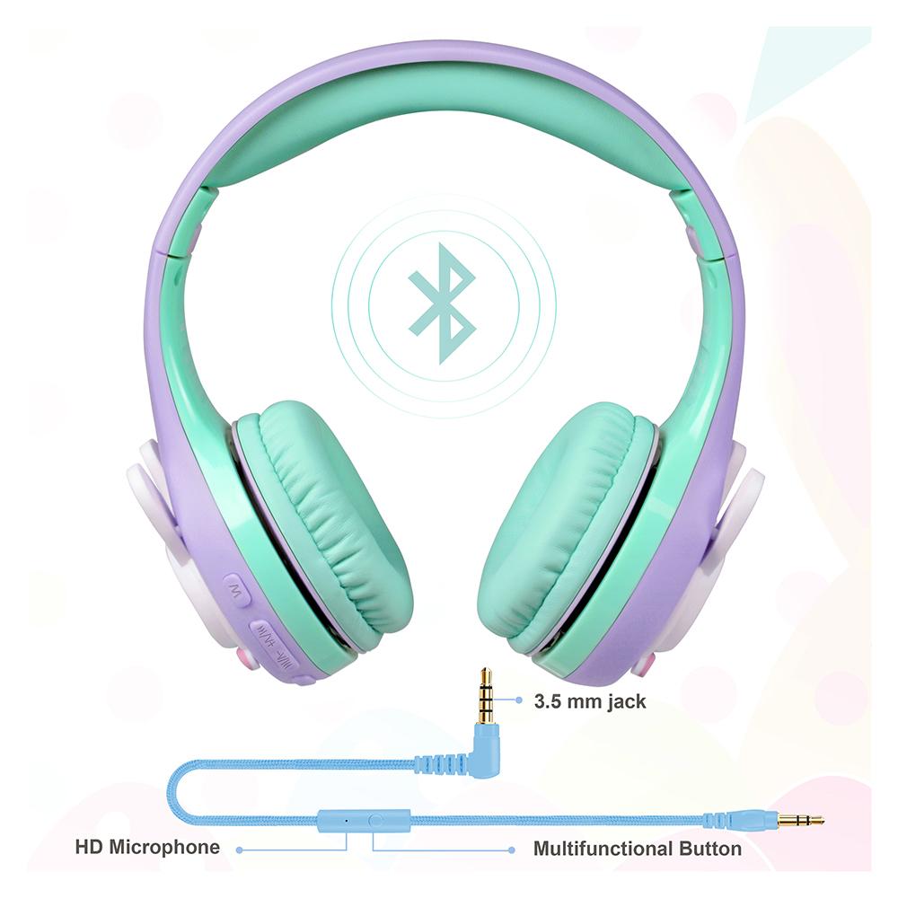 Riwbox Rabbit Bluetooth Headphones -Purple Green