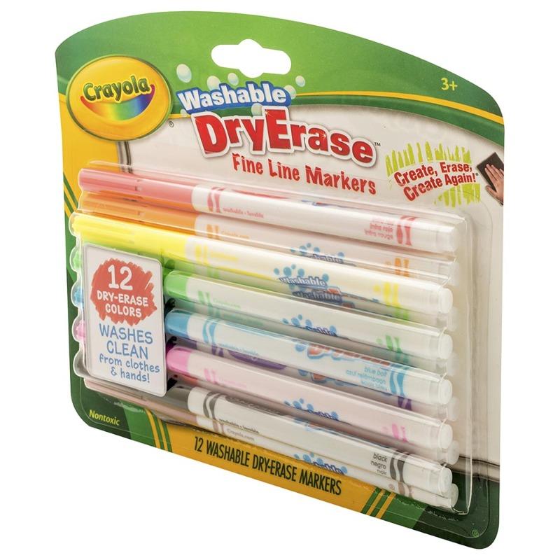 Crayola Washable Dry Erase Fine Line Markers -12 Colors