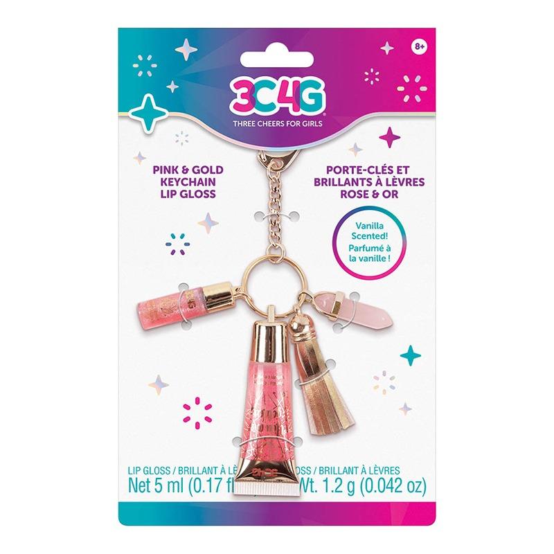3C4G - Pink & Gold Keychain Lip Gloss-Makeup