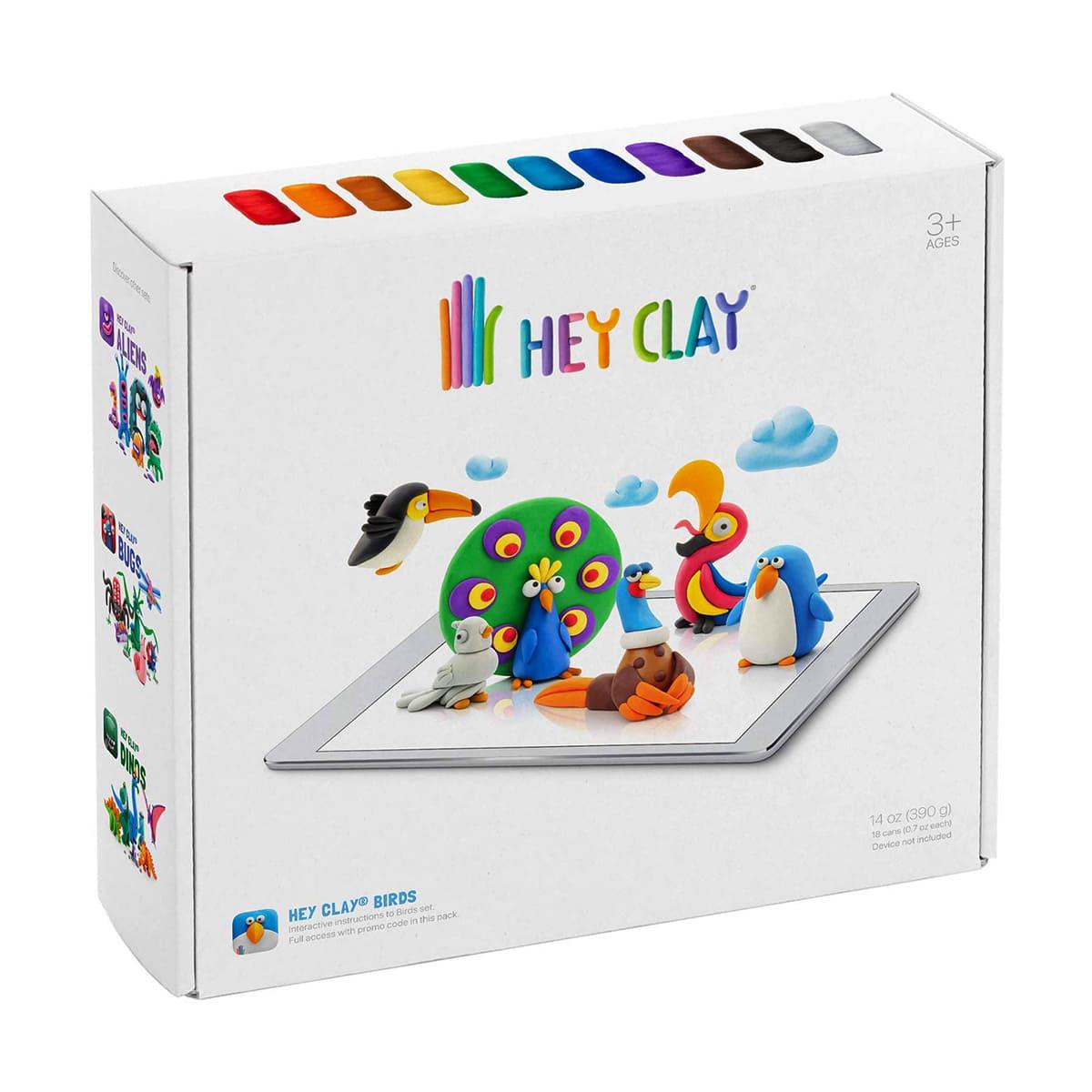 هاي كلاي - مجموعة الصلصال الجاف الملونة بأشكال الطيور - 18 علبة