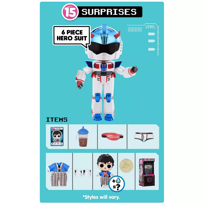 L.O.L. Surprise Boys Arcade Heroes Action Figure Doll With 15 Surprises Assorted