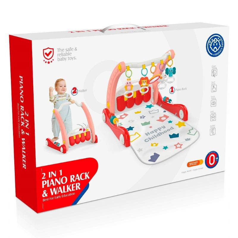 هوانجر - مركز أنشطة للأطفال حديثي الولادة مع بيانو موسيقي - لون وردي