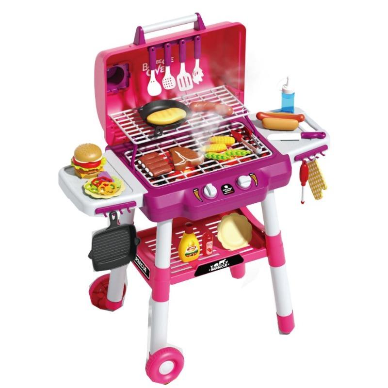 مجموعة شواء منزلية للأطفال – تعمل بالبطارية مع ضوء، موسيقى ورشاش