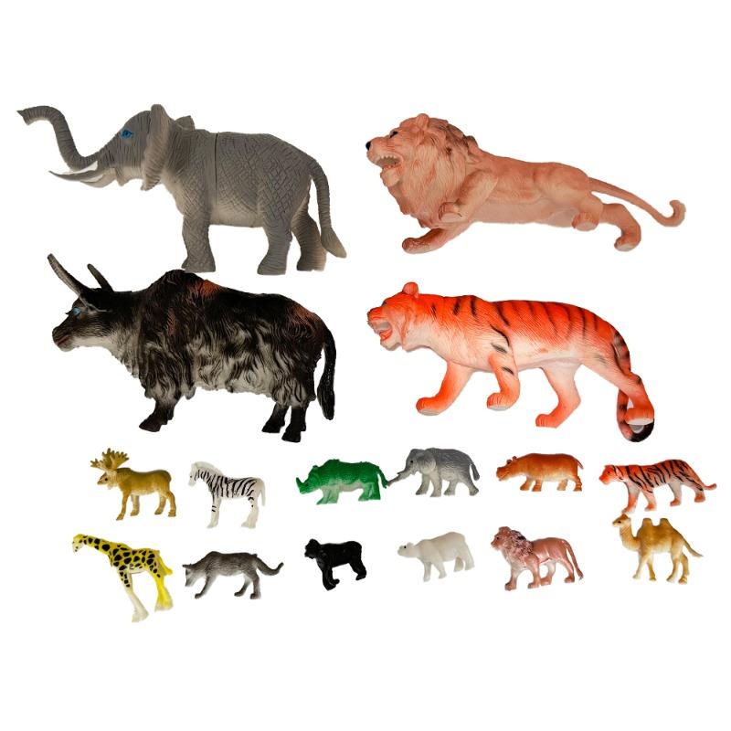 مجموعة حيوانات مع القفص عدد 19 قطعة