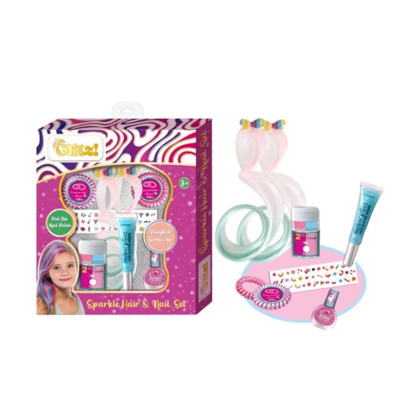 Glitz Sparkle Decorating Hair Set With Nail Playing
