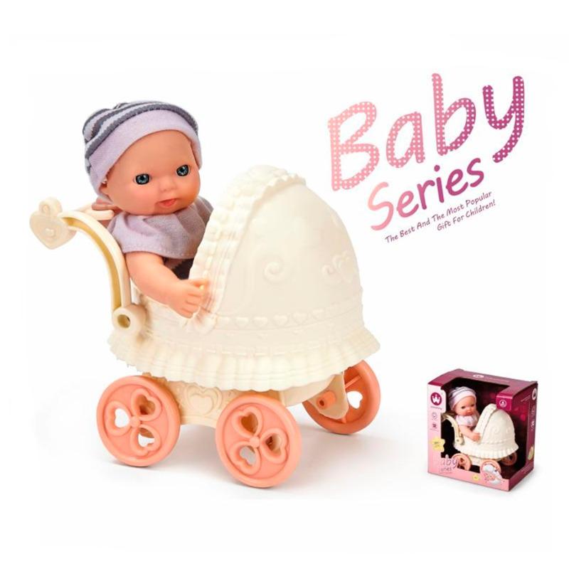 Baby Imitation Doll With Stroller - 6 Inch