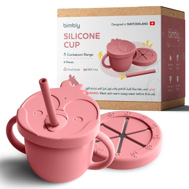 Bimbly Silicone Baby Straw Cup Set 4 Pcs Pink