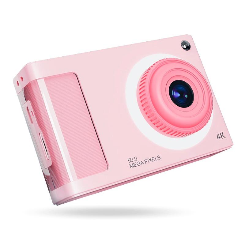 كاميرا رقمية ثنائية العدسات بدقة 4K - لون وردي
