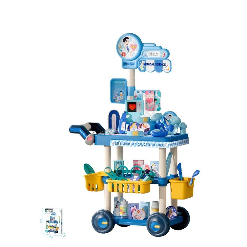 عربة معدات طبية للأطفال تحتوي على 65 قطعة