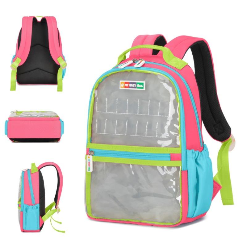My Busy Bag Add Your Name Backpack - Pink and Neon