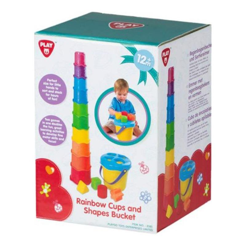PlayGo Rainbow Cups And Shapes Bucket
