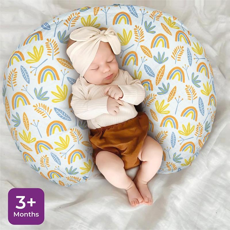 مون - وسادة الرضاعة الطبيعية المحمولة مع غطاء بسحاب - رينبو