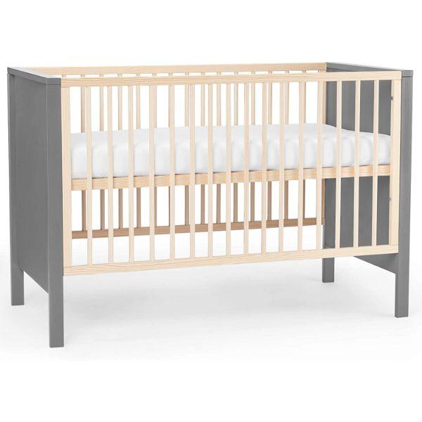 كيندركرافت - سرير أطفال ميا الخشبي مع مرتبة لون رمادي