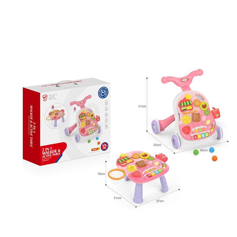 Huanger 2 In 1 Walker Active and Game Table Pink