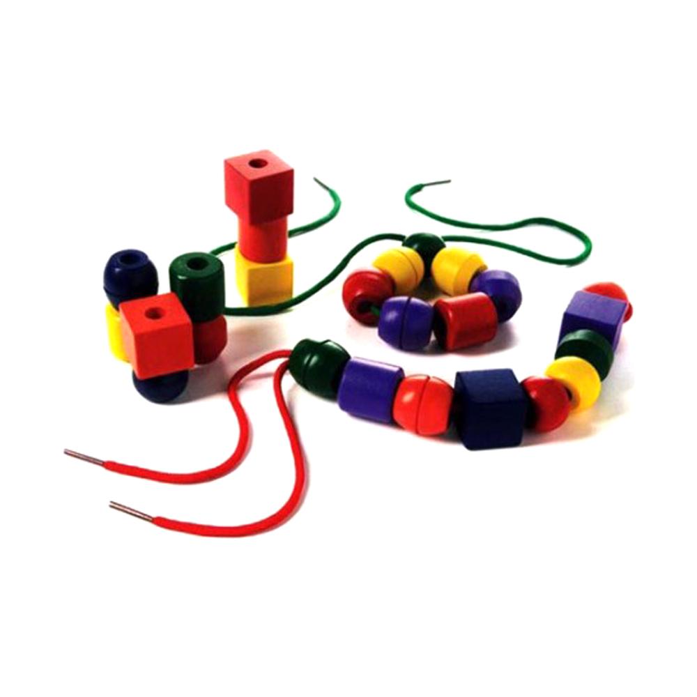 VIGA Giant Wooden Lacing Beads 30 Pcs