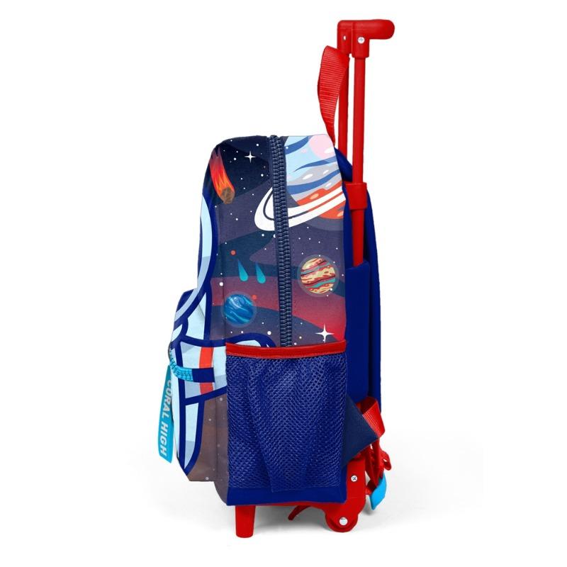 Tiny Nest Trolley Backpack with Astronaut Pattern in Saxe Blue