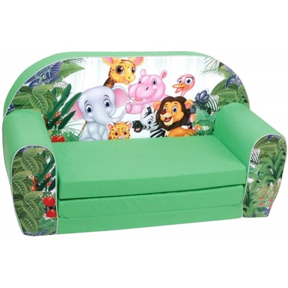 Delsit Arm Sofa Bed - Green Animals Forest