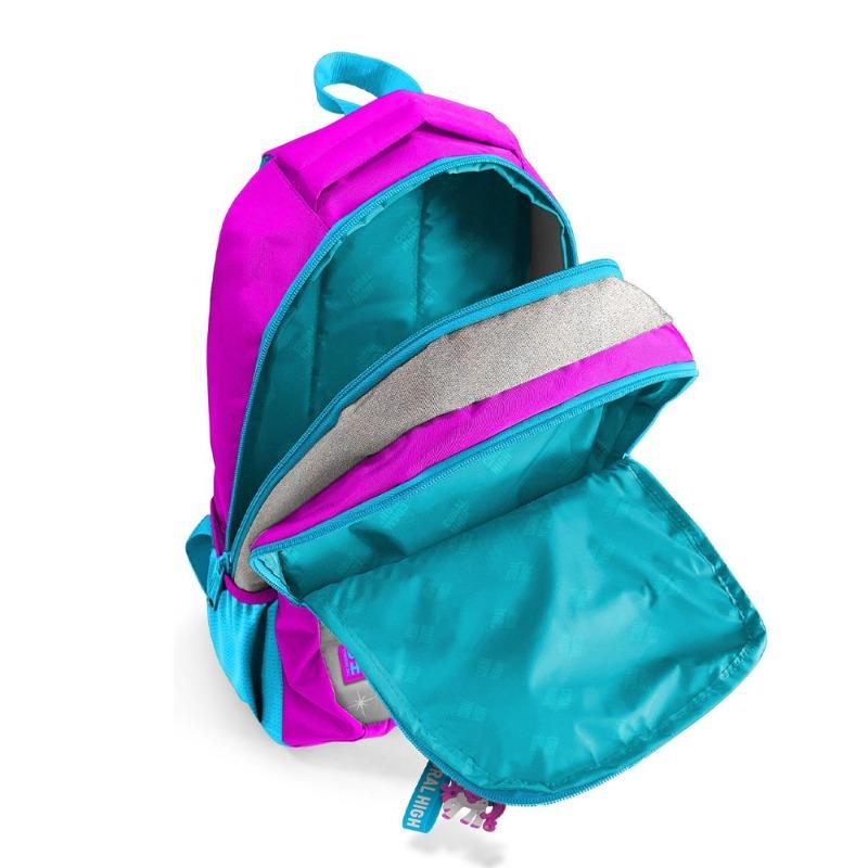 Coral High Kids School Backpack Pink Silver Glitter Unicorn Patterned
