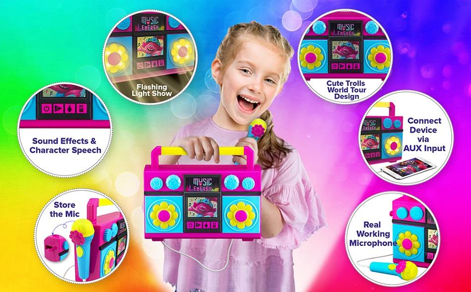 Kiddesigns Trolls World Tour Sing Along Karaoke Boombox