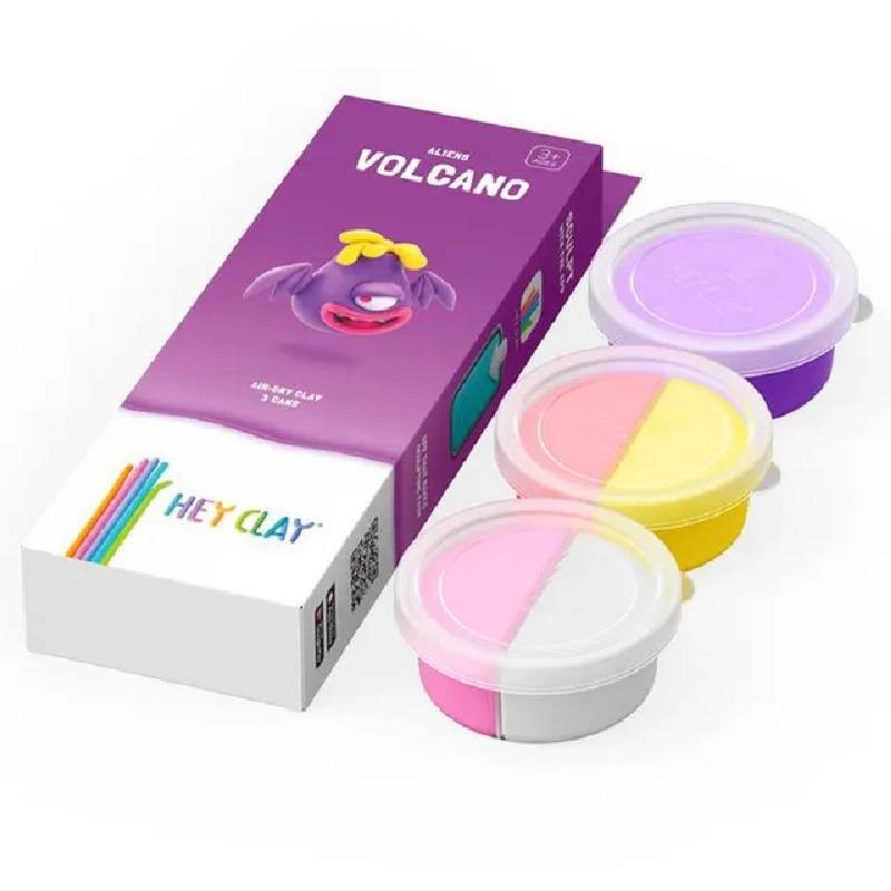 Hey Clay DIY Volcano Plastic Modelling Air Dry Clay Kit - 3pcs