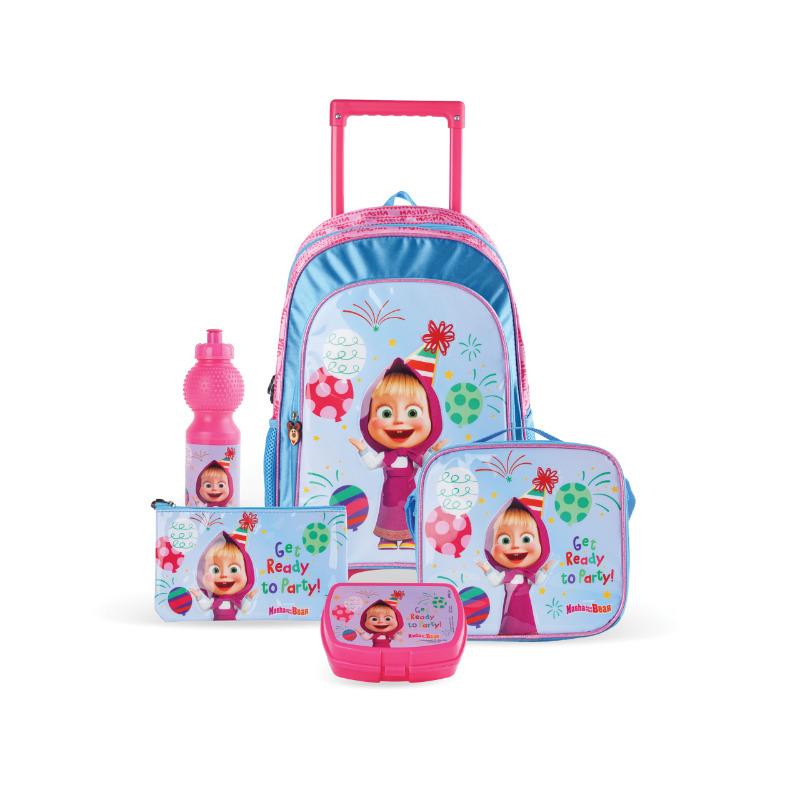 Masha and the Bear 5 in 1 Trolley School Bag Set