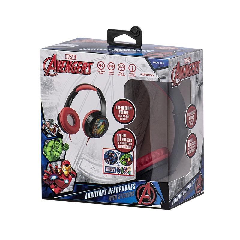 فولكانو - سماعات رأس مبطنة مع ملصقات برسومات مارفل افينجرز