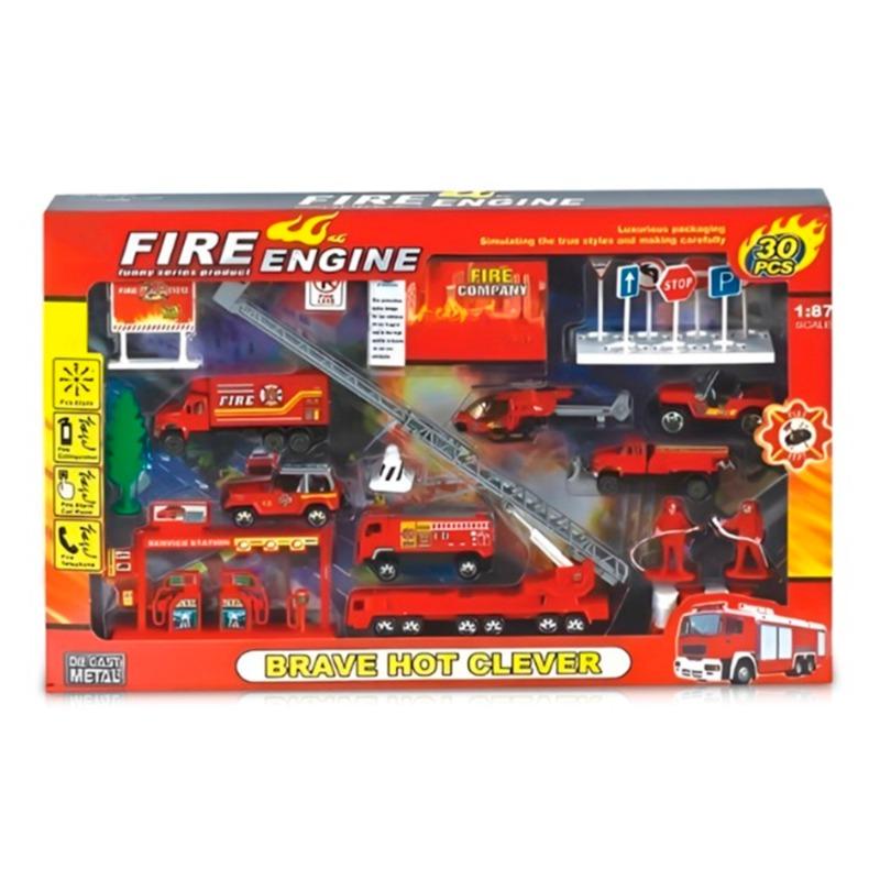 Die Cast Fire Engine Set 30 Pcs