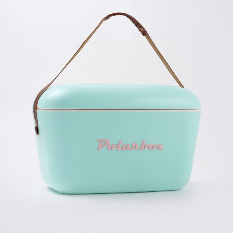 Polarbox Retro Pop Cooler Box – Cyan with Baby Rose Strap – 20L