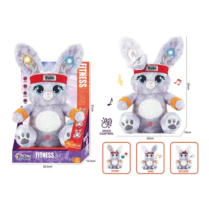 Fitness Rabbit Plush Toy Dance Music Light