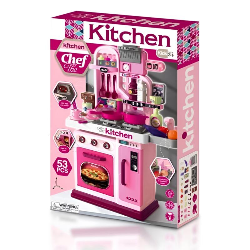 Kitchen Counter Set Pink with Light and Sound - 53pcs