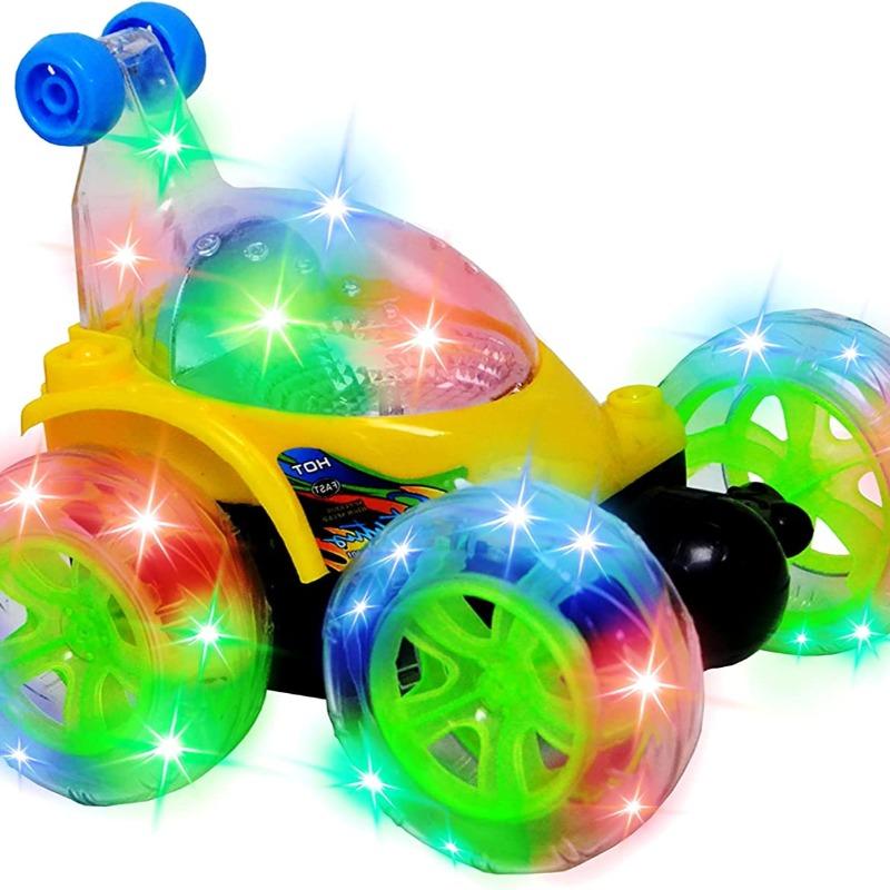 توي لاند - سيارة بهلوانية قابلة لإعادة الشحن 360 درجة مع جهاز تحكم عن بعد لون أصفر