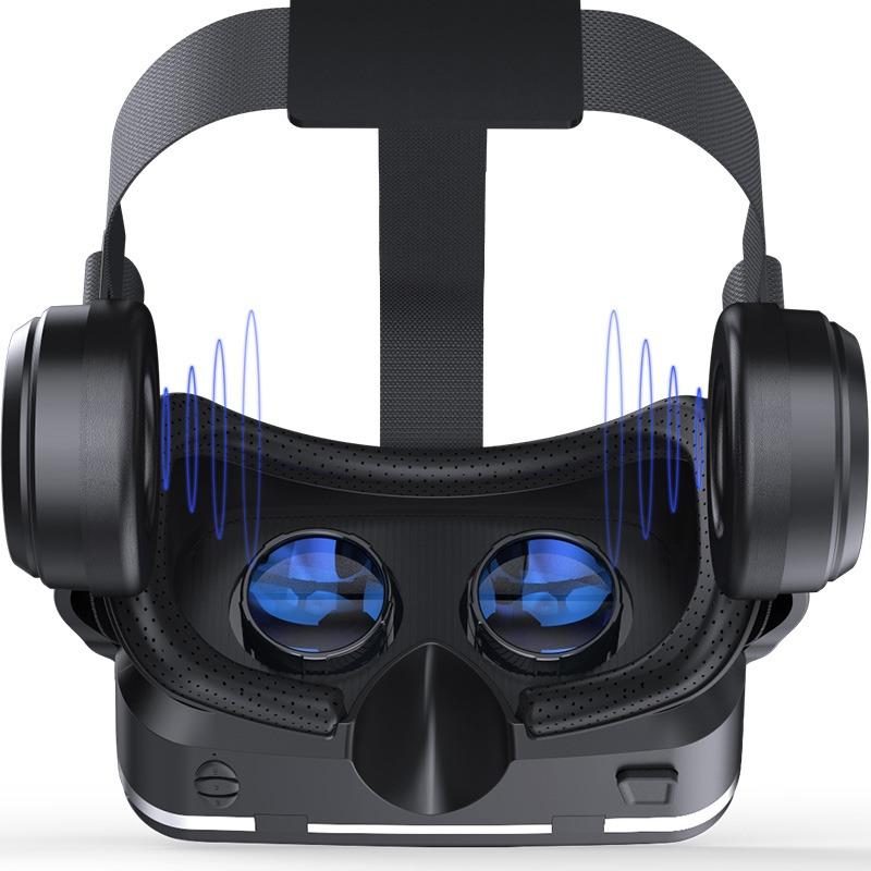 Vr Shinecon 3D Glasses Headset with Headphone - Black