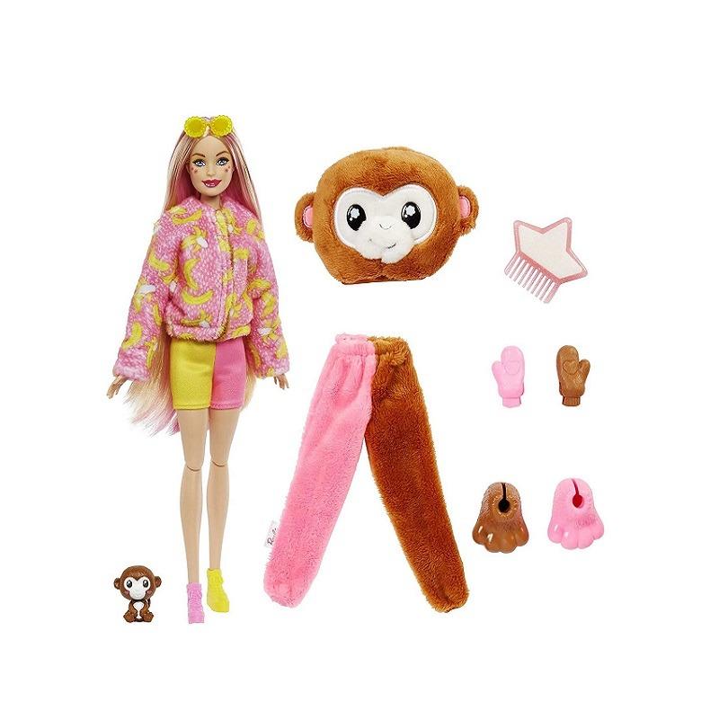 باربي - دمية الكشف عن الألوان كيوتي بزي قطيفة القرد