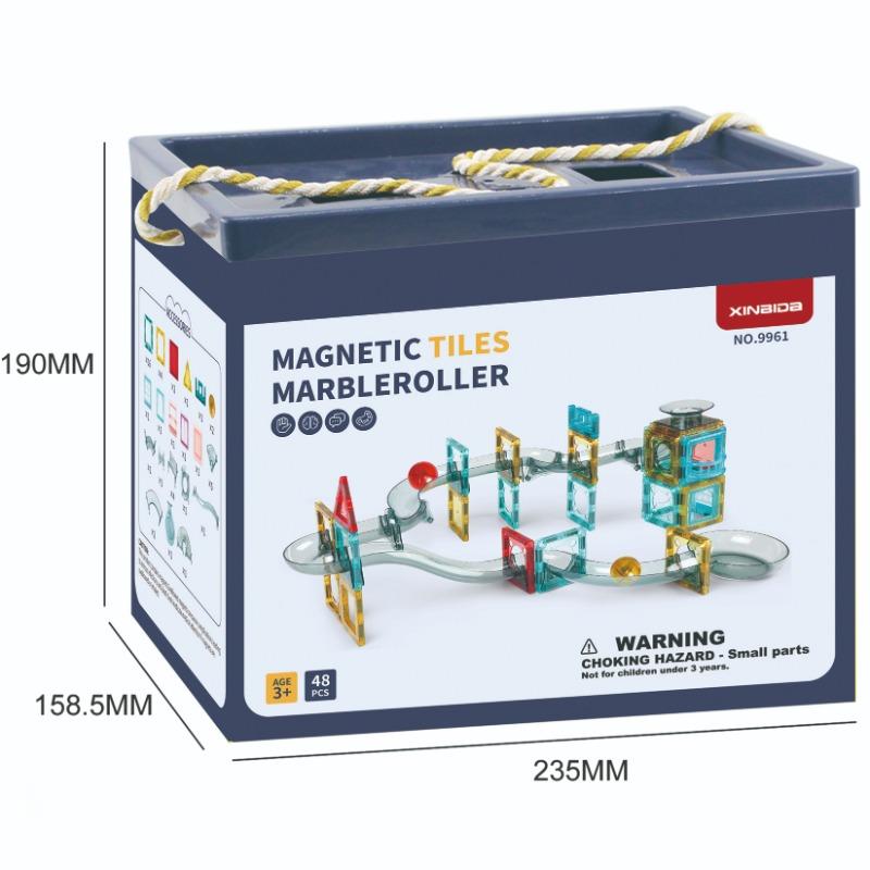 مجموعة كتل البناء المغناطيسية ماجنتك تايلز ماربل رولر 48 قطعة