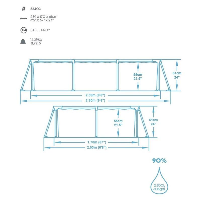 بست واي - مسبح مستطيل بهيكل ستانلس