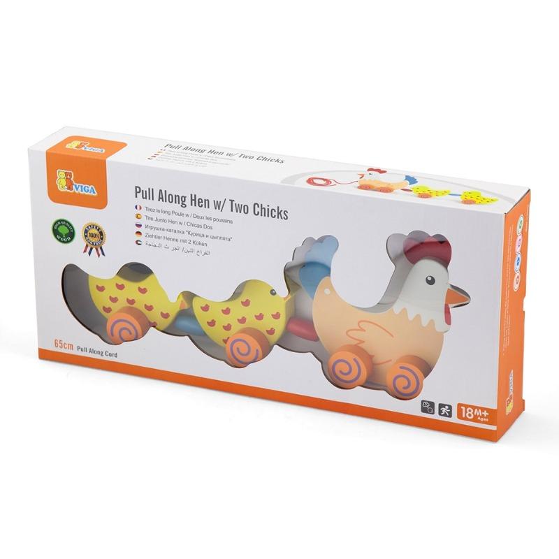 Viga Pull Along Hen With 2 Chickens Toy