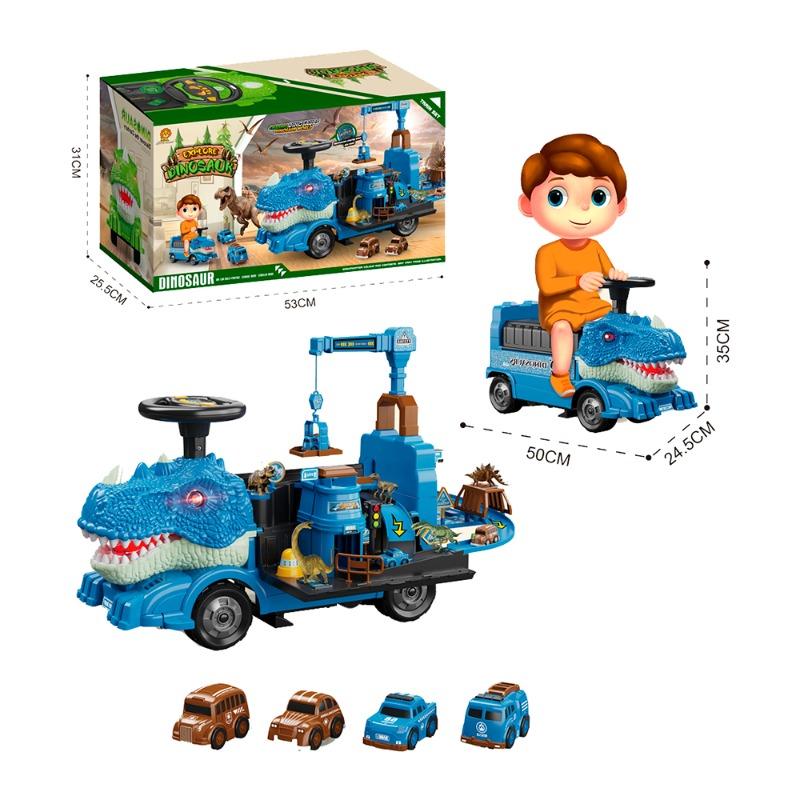Dinosaur Truck Ride On Car with Sounds and Lights - Blue