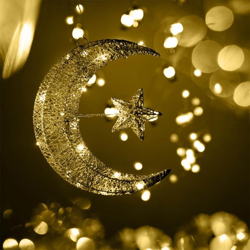 هلالفل - خيوط ذهبية مضيئة شكل هلال و نجمة