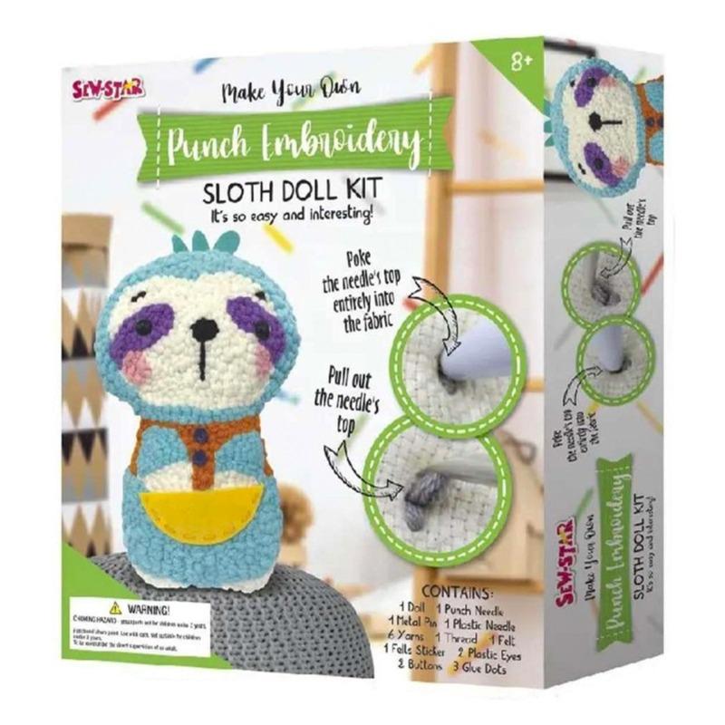 Sew Star Punch Embroidery Sloth Kit