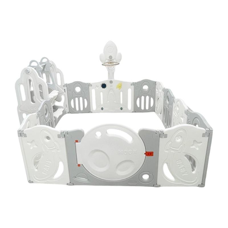 ليتل تودلرز - حاجز اللعب القابل للطي رمادي وأبيض