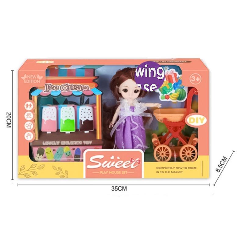 Sweet Ice Cream Set with Doll and Trolley