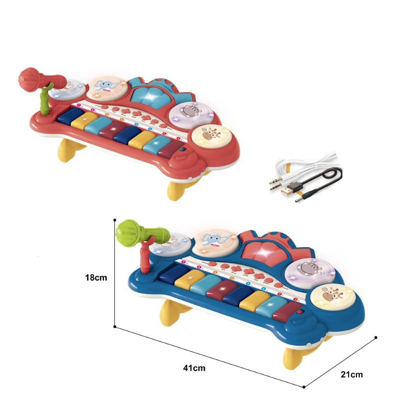 بيانو مع طبلة موسيقية ألوان متعددة أحمر وأزرق