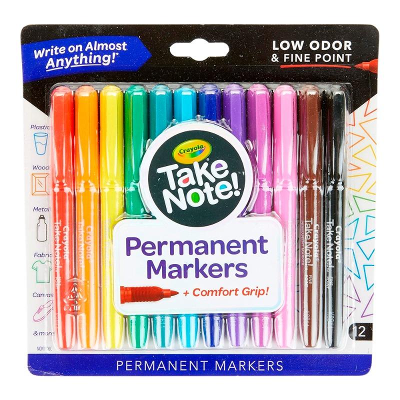 Crayola Take Note Permanent Markers -12 Colors