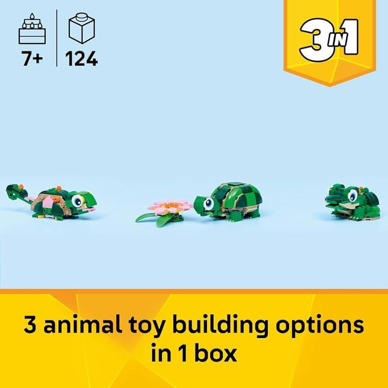 Lego Building Turtle With A Water Lily Flower 31377