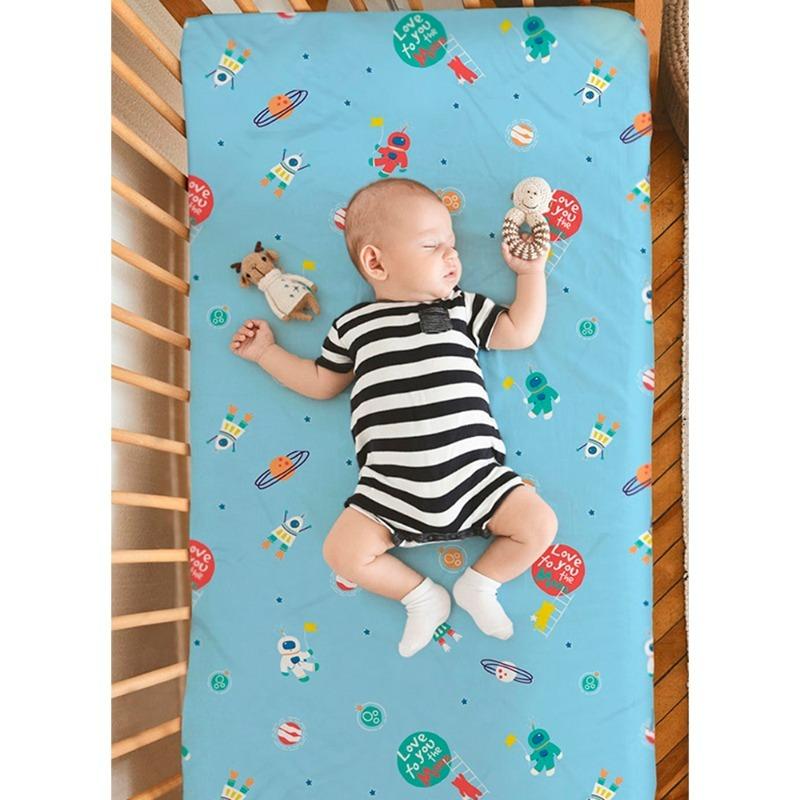 ملاءة سرير الطفل القطنية من رابيتات - تصميم يحيط بمرتبة السرير