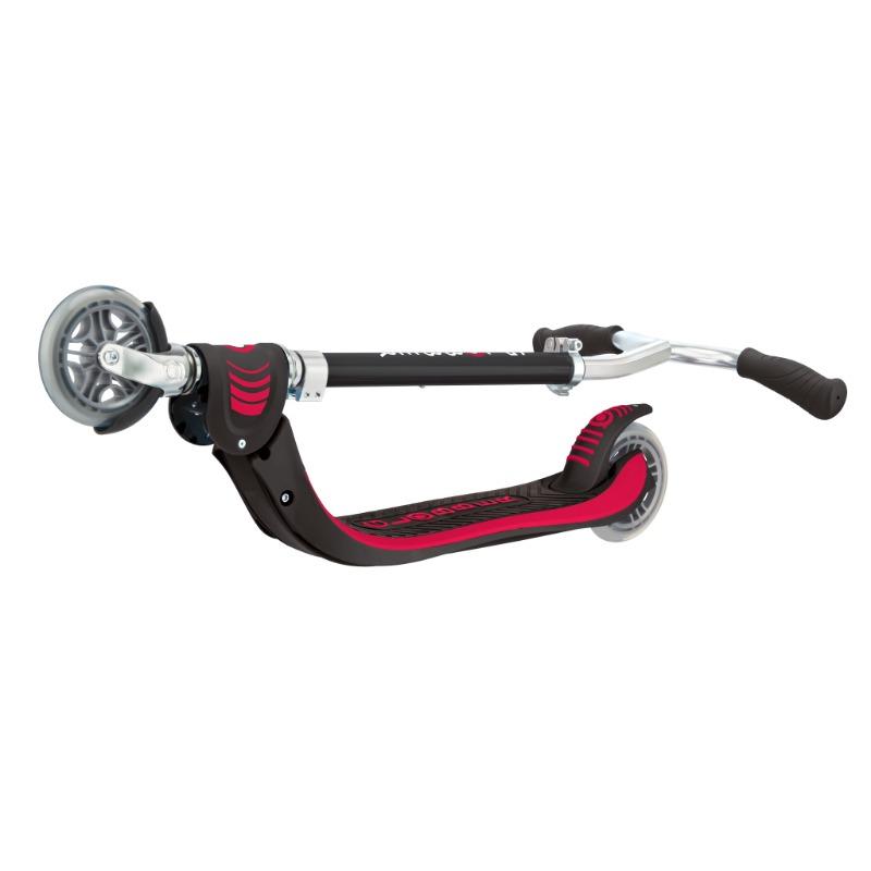 Globber Flow 125 Foldable Kick Scooter - Adjustable Lightweight Scooter for Kids - Black