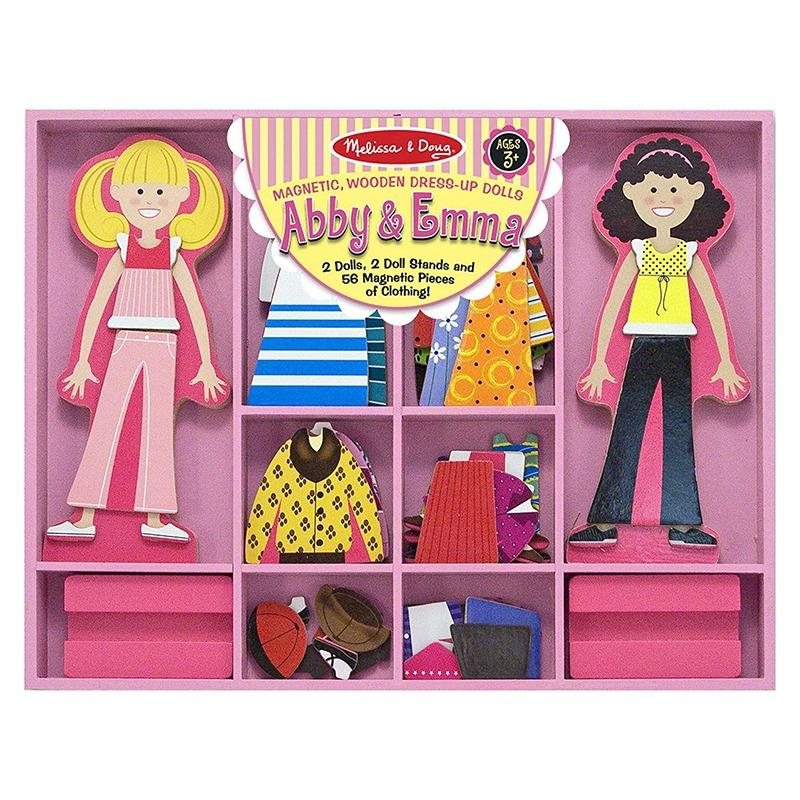 Melissa & Doug Abby & Emma Wooden Magnetic Dress-Up Play Se